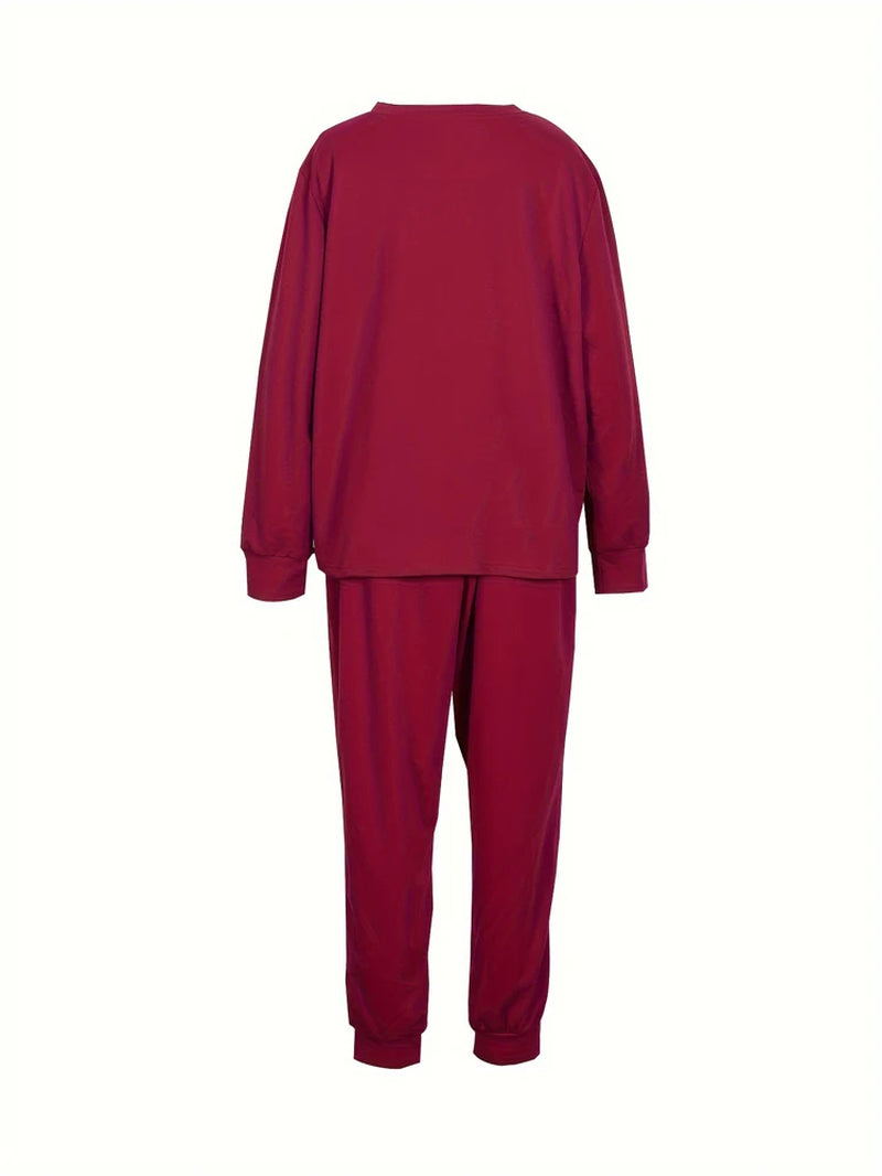 Plus Size Casual Sports Hoodie Two-Piece Set Loose Long Sleeve T Shirt Letter Pants for Women