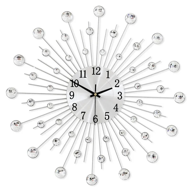 38/50Cm Metal Crystal Sun Wall Clock Sunburst Large Interior Wall Clock Home Rooms Office Art Decor Background Wall Ornament