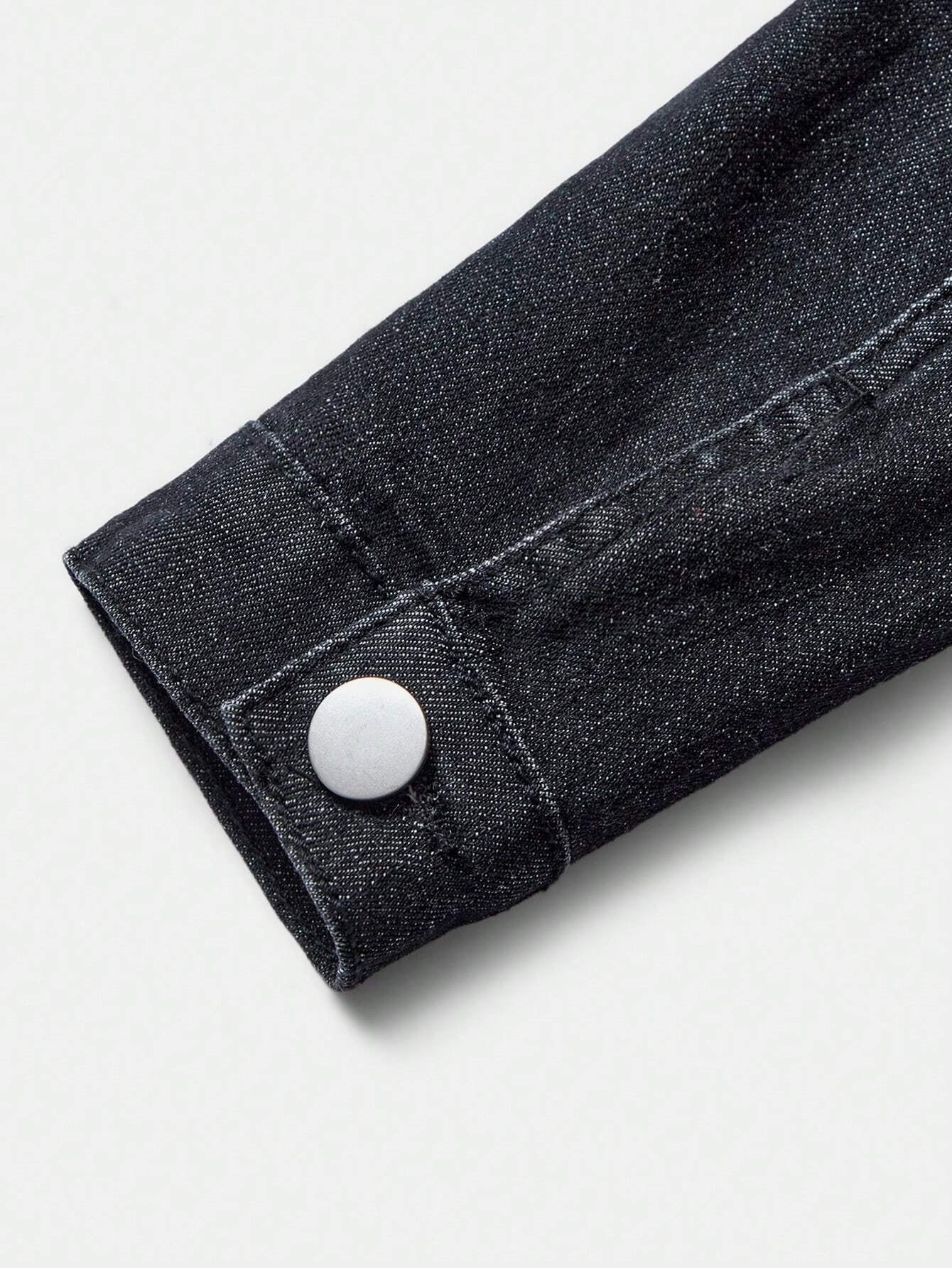 YOUNG BOY Casual Vintage Streetwear Plaid Applique Detail Distressed Elastic Comfortable Jeans & Jean Jacket Set