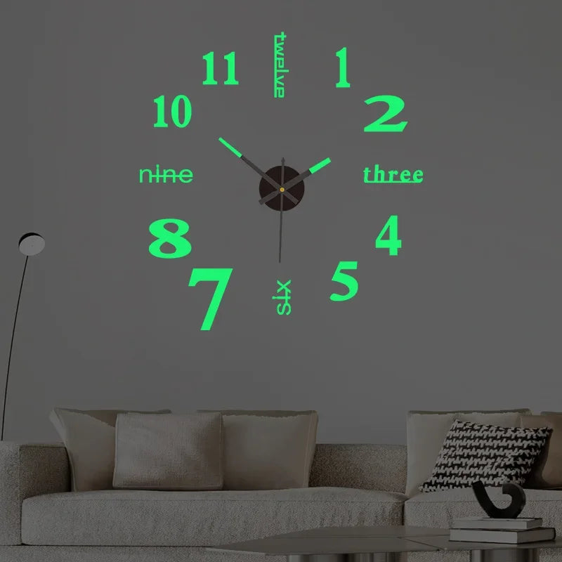 No Punch Creative Diy Clock 3D Wall Decal Decorative Clock Simple Modern Design Digital Diy Clock Diy Mute Wall Clock